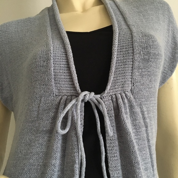 Blue Cap sleeve tie front cardigan size small - Picture 3 of 7